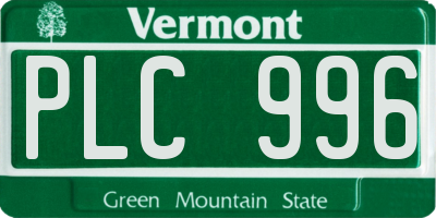 VT license plate PLC996