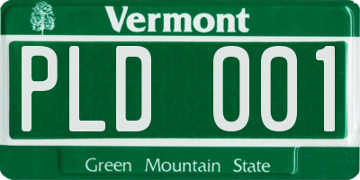 VT license plate PLD001