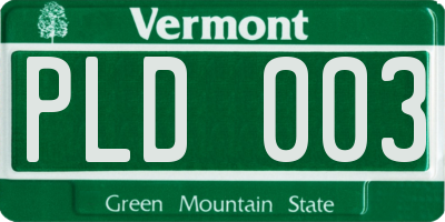 VT license plate PLD003