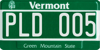 VT license plate PLD005