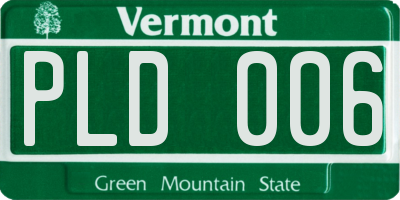 VT license plate PLD006