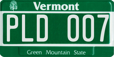 VT license plate PLD007