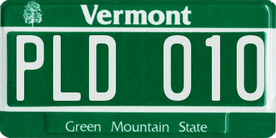 VT license plate PLD010