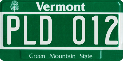 VT license plate PLD012
