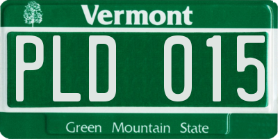VT license plate PLD015