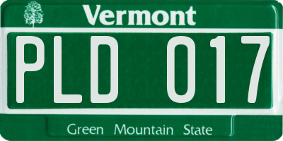 VT license plate PLD017