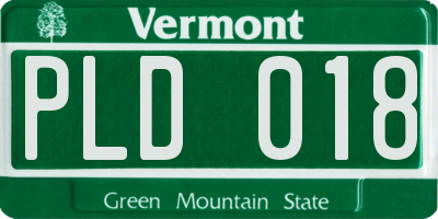 VT license plate PLD018