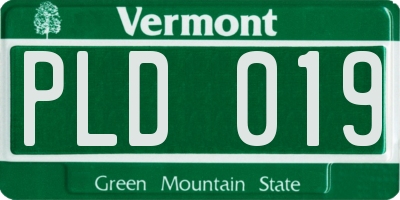 VT license plate PLD019
