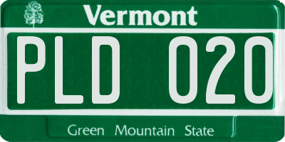 VT license plate PLD020