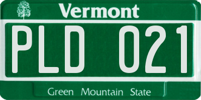 VT license plate PLD021