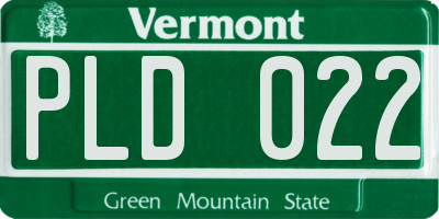 VT license plate PLD022