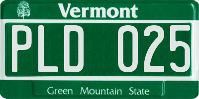 VT license plate PLD025
