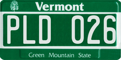 VT license plate PLD026