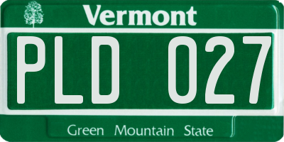 VT license plate PLD027