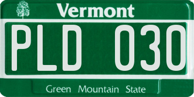 VT license plate PLD030