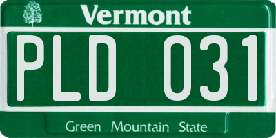 VT license plate PLD031