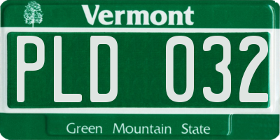 VT license plate PLD032