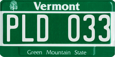 VT license plate PLD033