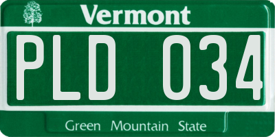 VT license plate PLD034