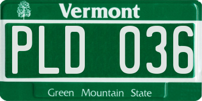 VT license plate PLD036