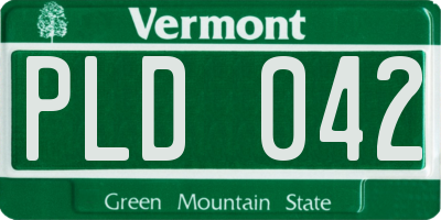 VT license plate PLD042