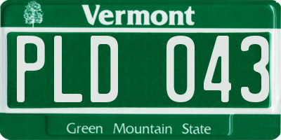 VT license plate PLD043