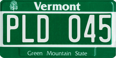 VT license plate PLD045
