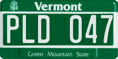 VT license plate PLD047