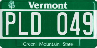 VT license plate PLD049