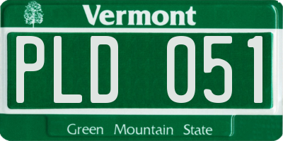 VT license plate PLD051