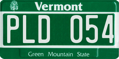 VT license plate PLD054