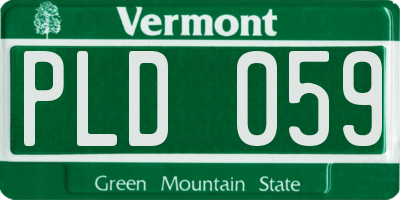 VT license plate PLD059