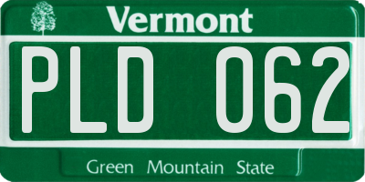 VT license plate PLD062