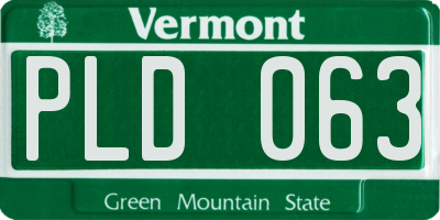 VT license plate PLD063