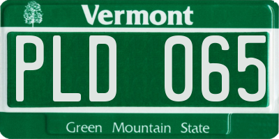 VT license plate PLD065