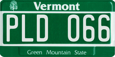 VT license plate PLD066