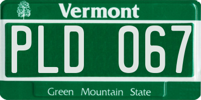VT license plate PLD067
