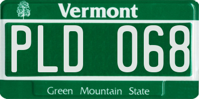 VT license plate PLD068