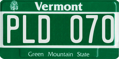 VT license plate PLD070