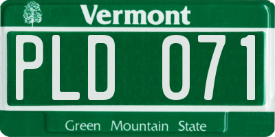 VT license plate PLD071