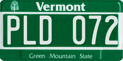 VT license plate PLD072