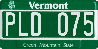 VT license plate PLD075