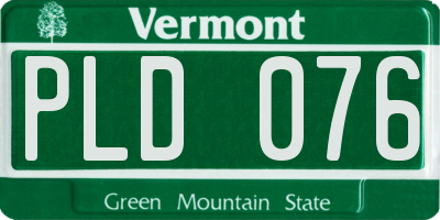 VT license plate PLD076