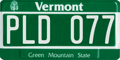 VT license plate PLD077