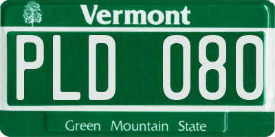 VT license plate PLD080