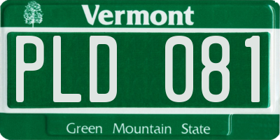 VT license plate PLD081