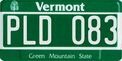 VT license plate PLD083