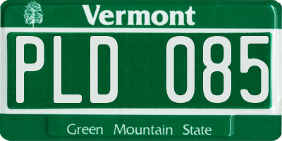VT license plate PLD085