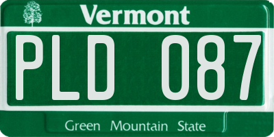 VT license plate PLD087