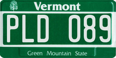 VT license plate PLD089